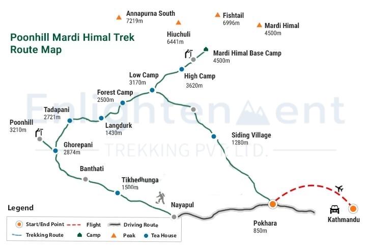 trek map 5 Days Ghorepani Poon Hill Trek