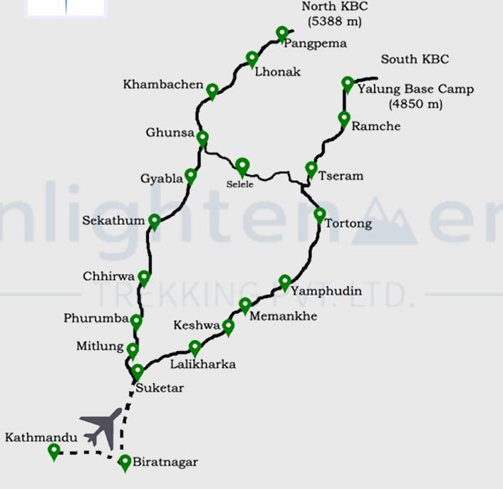 trek map Kanchenjunga Circuit Trek