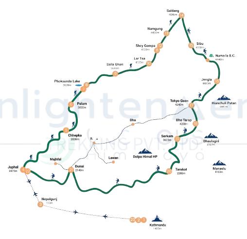 trek map Upper Dolpo Trek