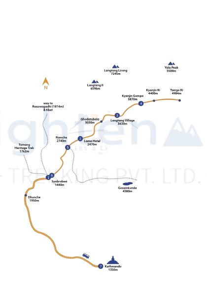 trek map Langtang Trek